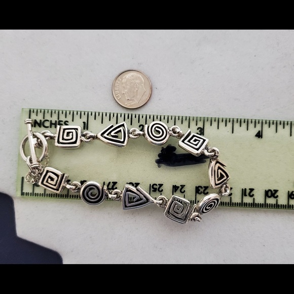 Silpada 925 Silver Geometric Design Bracelet with Safety Chain RARE - Picture 14 of 16